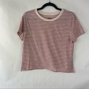 Pink & white striped crop top Mossimo Size L